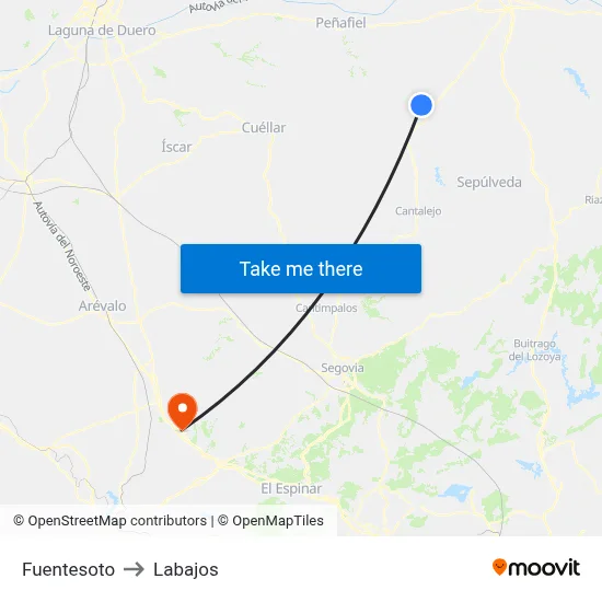 Fuentesoto to Labajos map