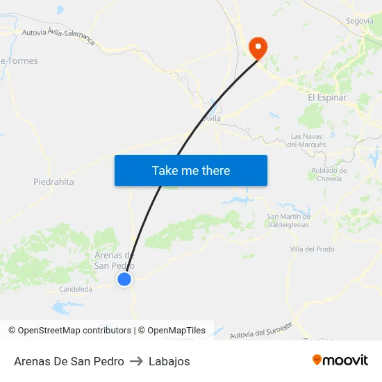 Arenas De San Pedro to Labajos map
