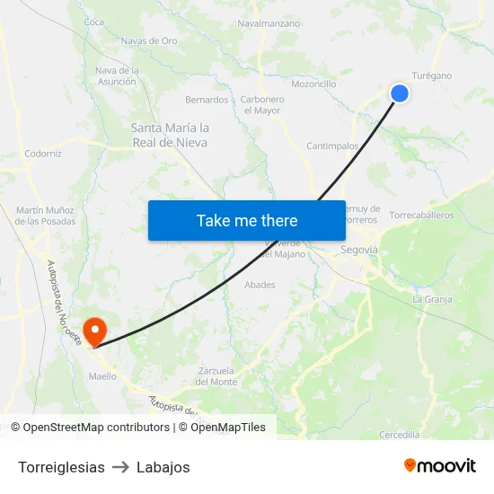 Torreiglesias to Labajos map