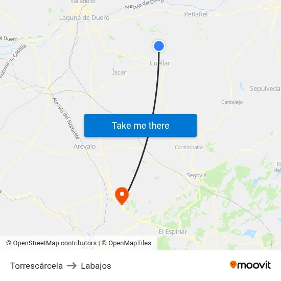 Torrescárcela to Labajos map