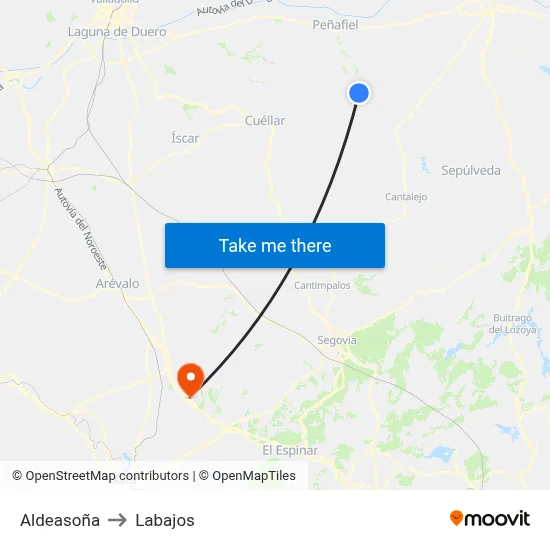 Aldeasoña to Labajos map