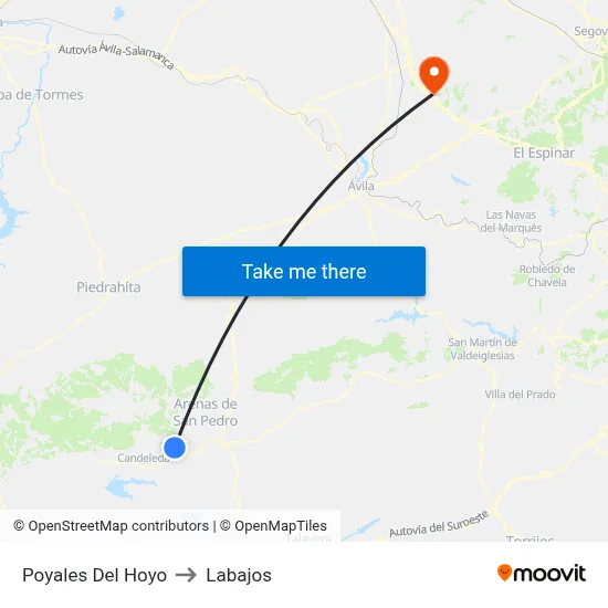 Poyales Del Hoyo to Labajos map