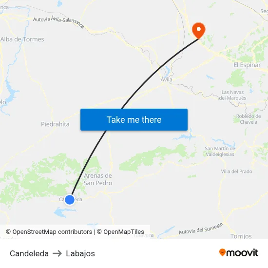 Candeleda to Labajos map
