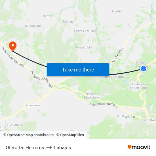 Otero De Herreros to Labajos map