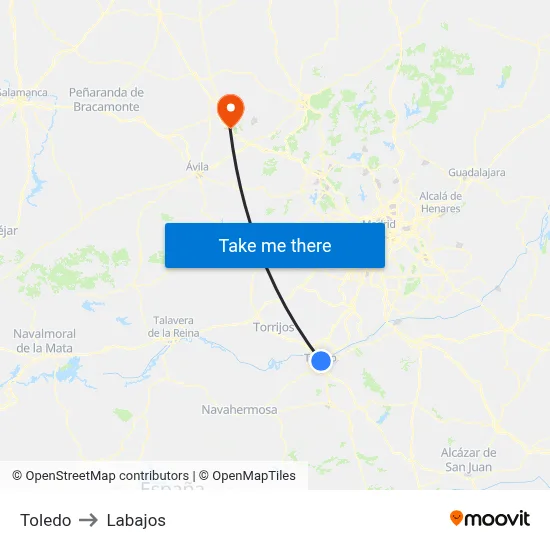 Toledo to Labajos map