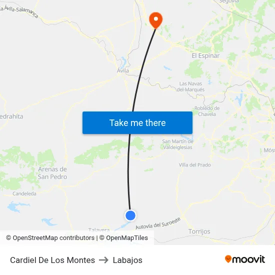 Cardiel De Los Montes to Labajos map