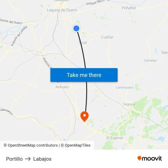 Portillo to Labajos map