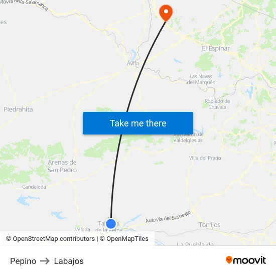 Pepino to Labajos map