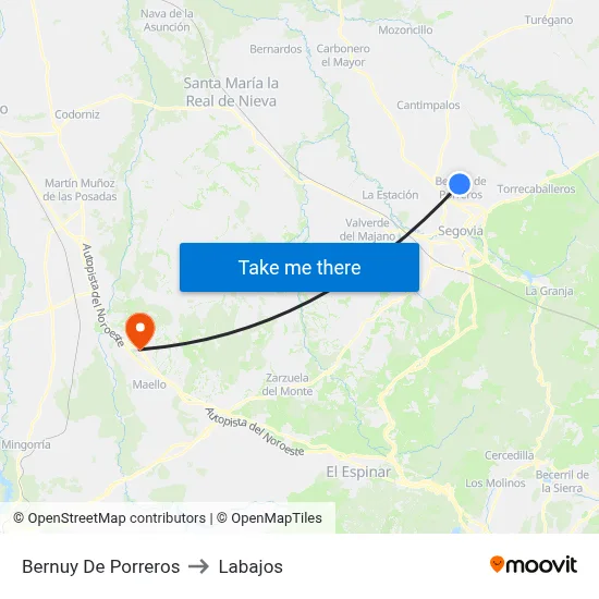 Bernuy De Porreros to Labajos map