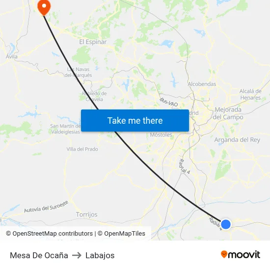 Mesa De Ocaña to Labajos map