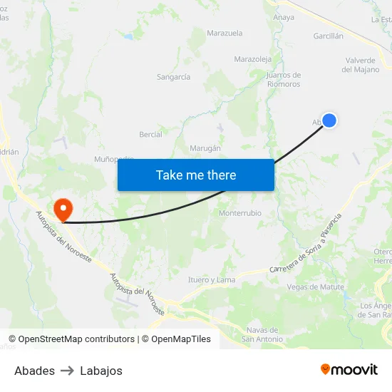 Abades to Labajos map