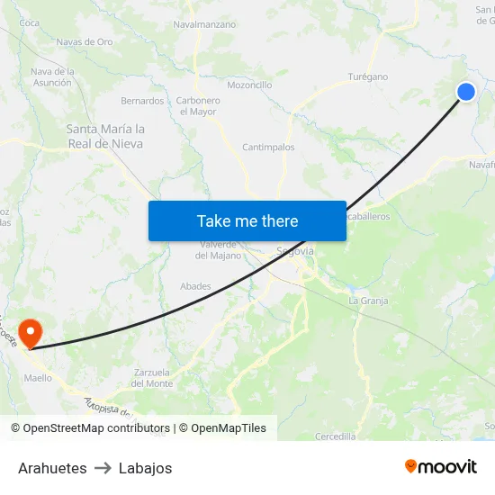 Arahuetes to Labajos map