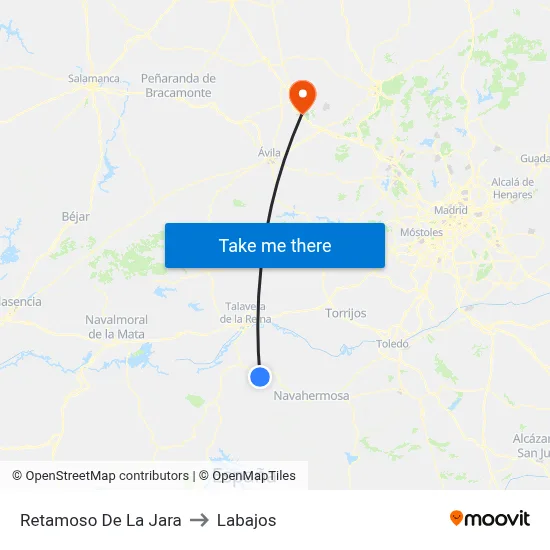 Retamoso De La Jara to Labajos map