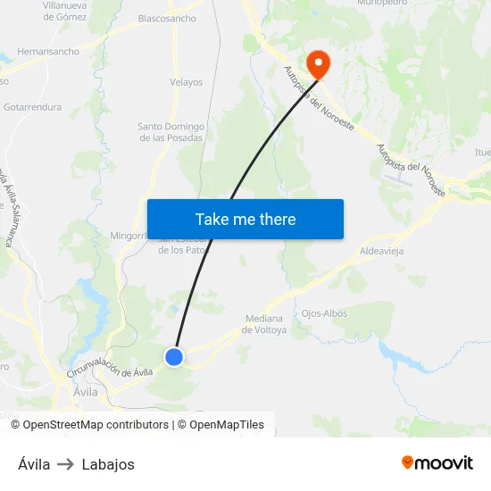 Ávila to Labajos map
