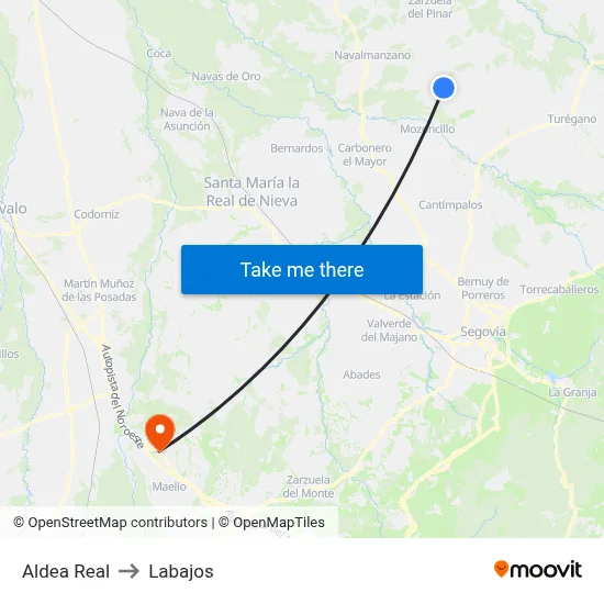 Aldea Real to Labajos map