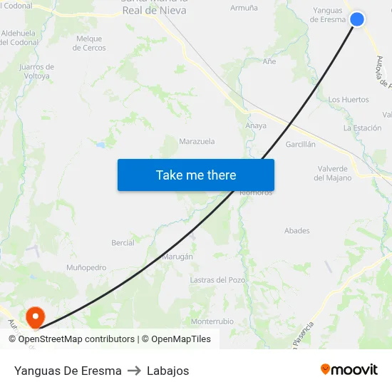 Yanguas De Eresma to Labajos map