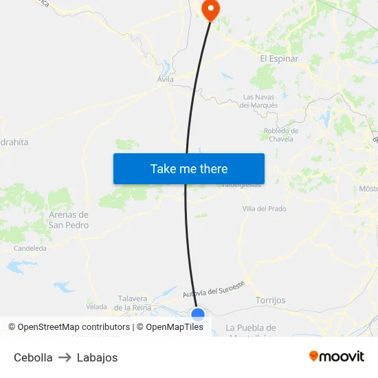 Cebolla to Labajos map