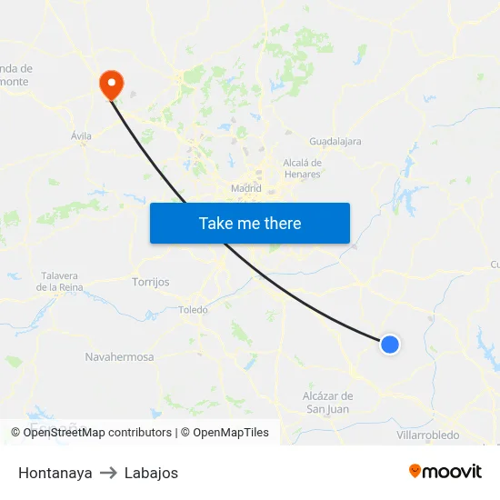 Hontanaya to Labajos map
