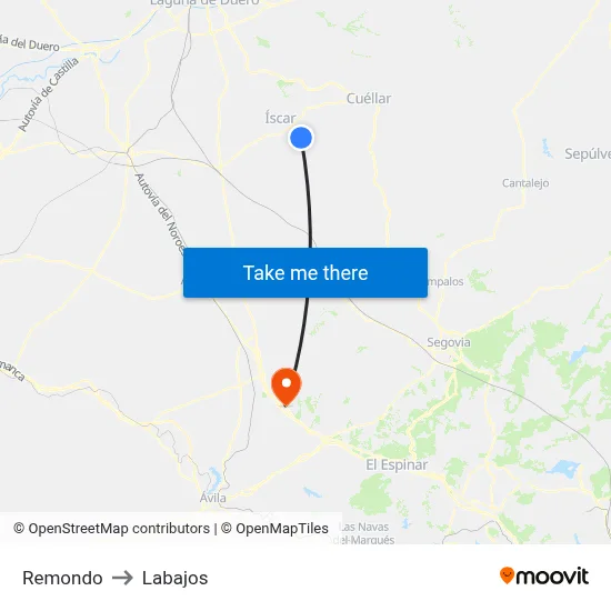 Remondo to Labajos map