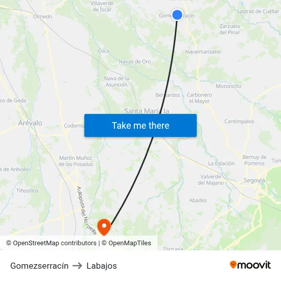 Gomezserracín to Labajos map