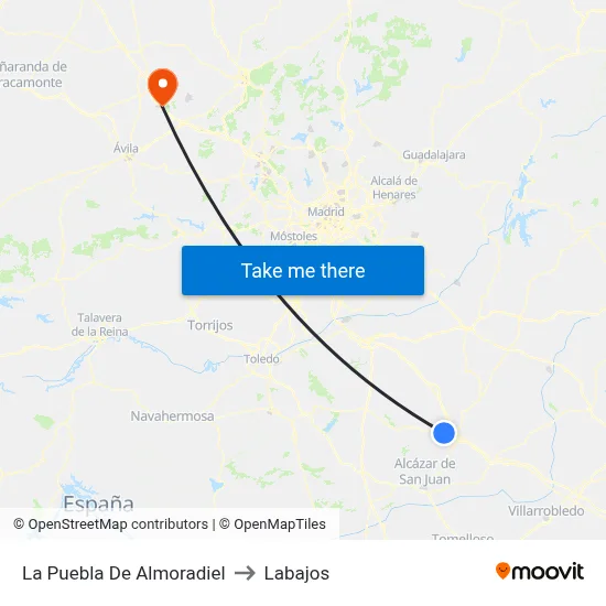 La Puebla De Almoradiel to Labajos map