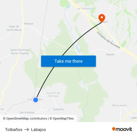 Tolbaños to Labajos map