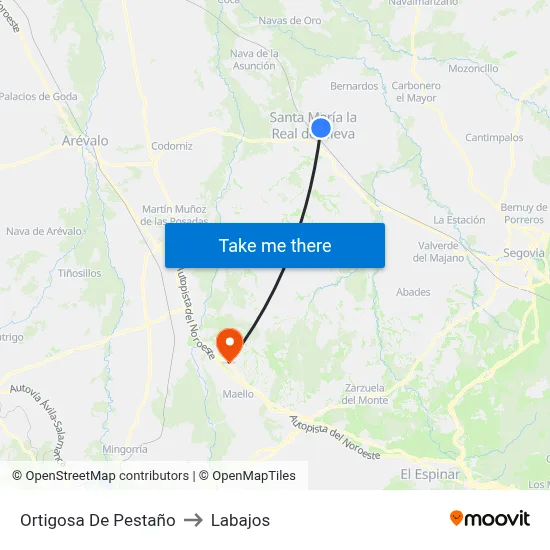 Ortigosa De Pestaño to Labajos map