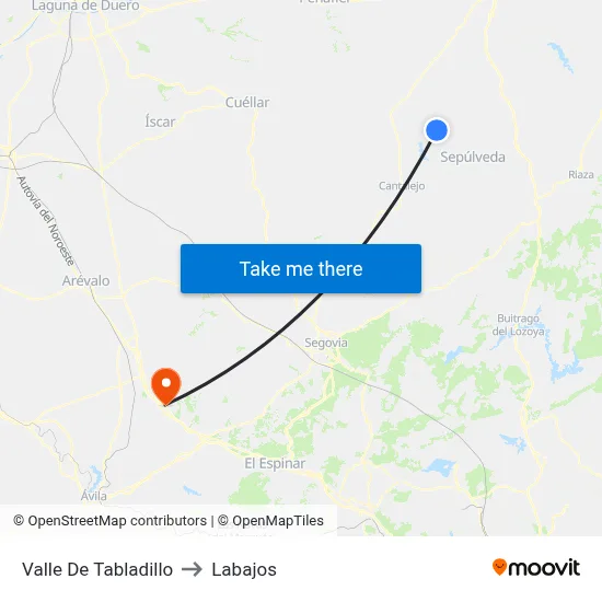 Valle De Tabladillo to Labajos map