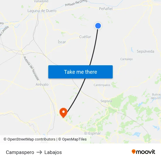 Campaspero to Labajos map