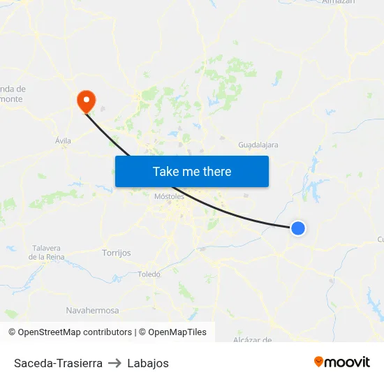 Saceda-Trasierra to Labajos map