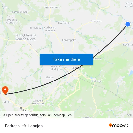 Pedraza to Labajos map