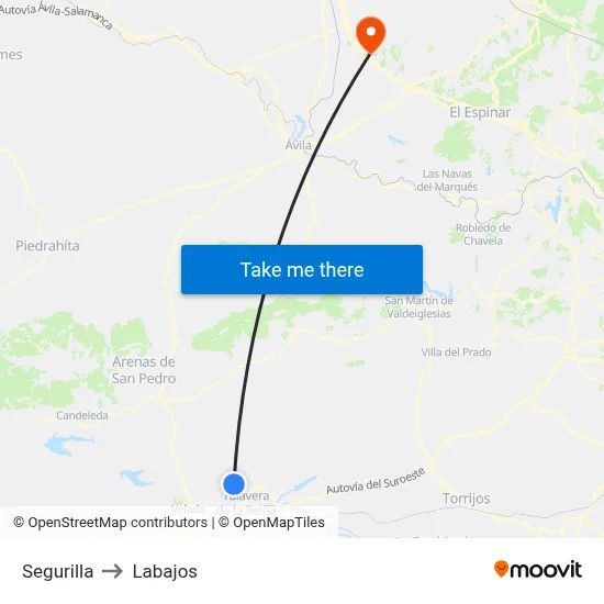 Segurilla to Labajos map
