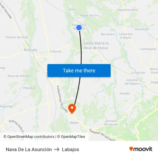 Nava De La Asunción to Labajos map