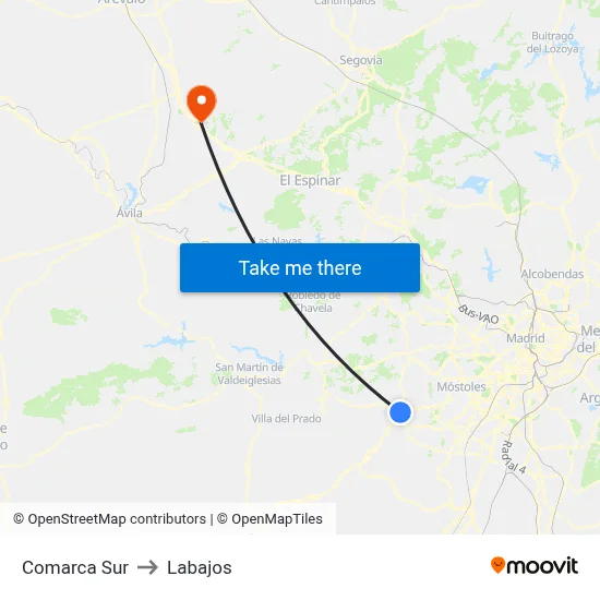 Comarca Sur to Labajos map