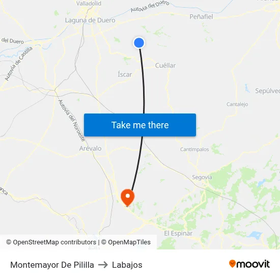 Montemayor De Pililla to Labajos map