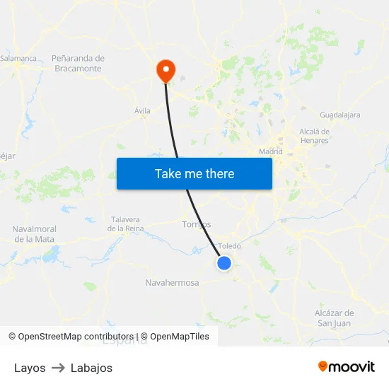 Layos to Labajos map