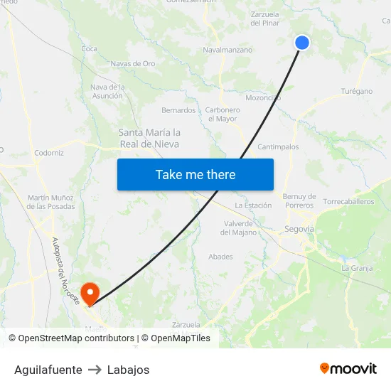 Aguilafuente to Labajos map
