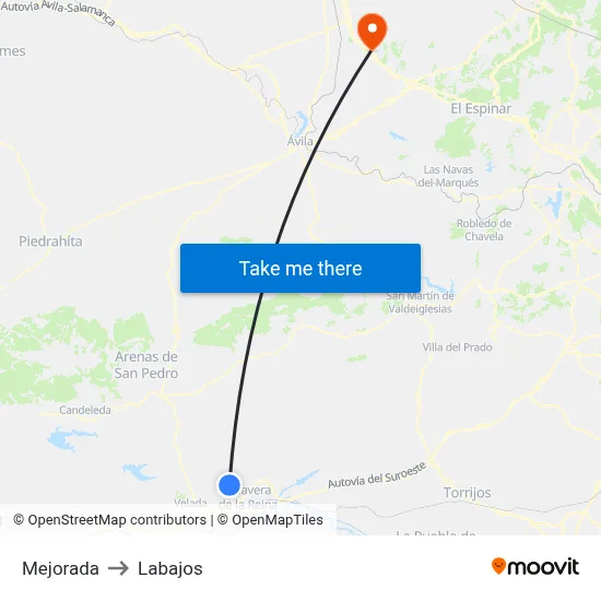 Mejorada to Labajos map