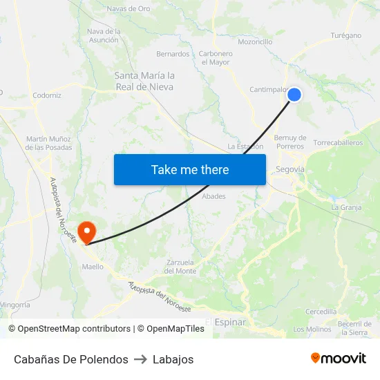 Cabañas De Polendos to Labajos map