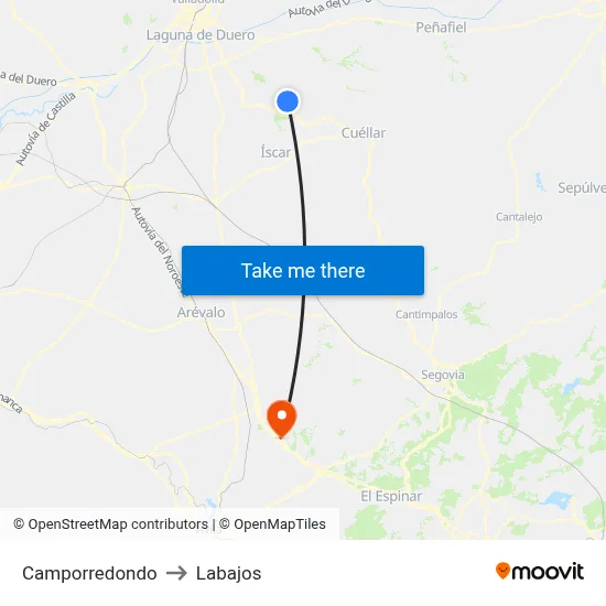Camporredondo to Labajos map