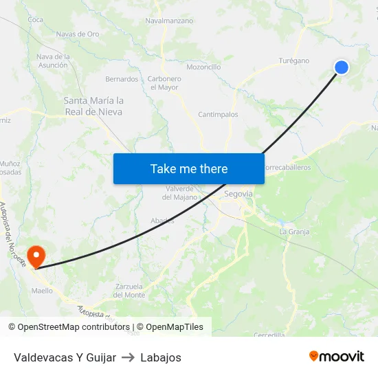 Valdevacas Y Guijar to Labajos map
