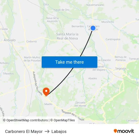 Carbonero El Mayor to Labajos map