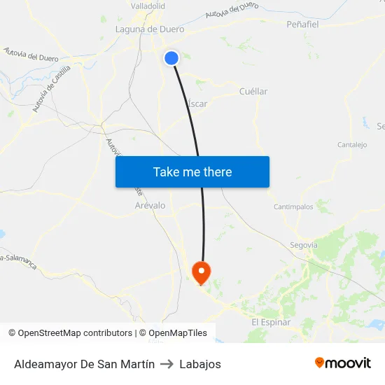 Aldeamayor De San Martín to Labajos map