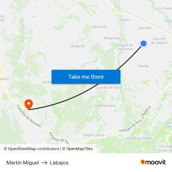 Martín Miguel to Labajos map
