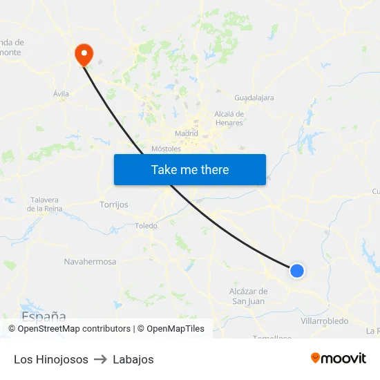 Los Hinojosos to Labajos map