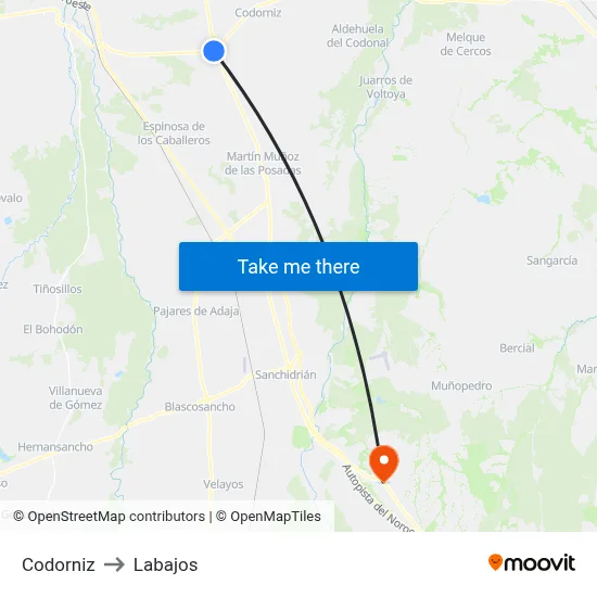 Codorniz to Labajos map
