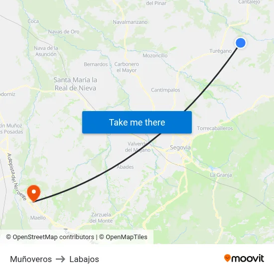 Muñoveros to Labajos map