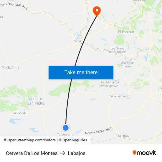 Cervera De Los Montes to Labajos map