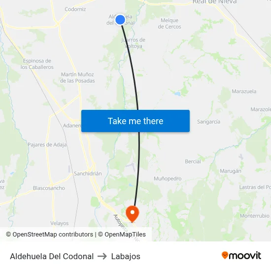 Aldehuela Del Codonal to Labajos map