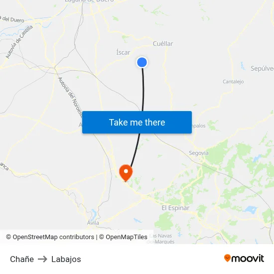 Chañe to Labajos map